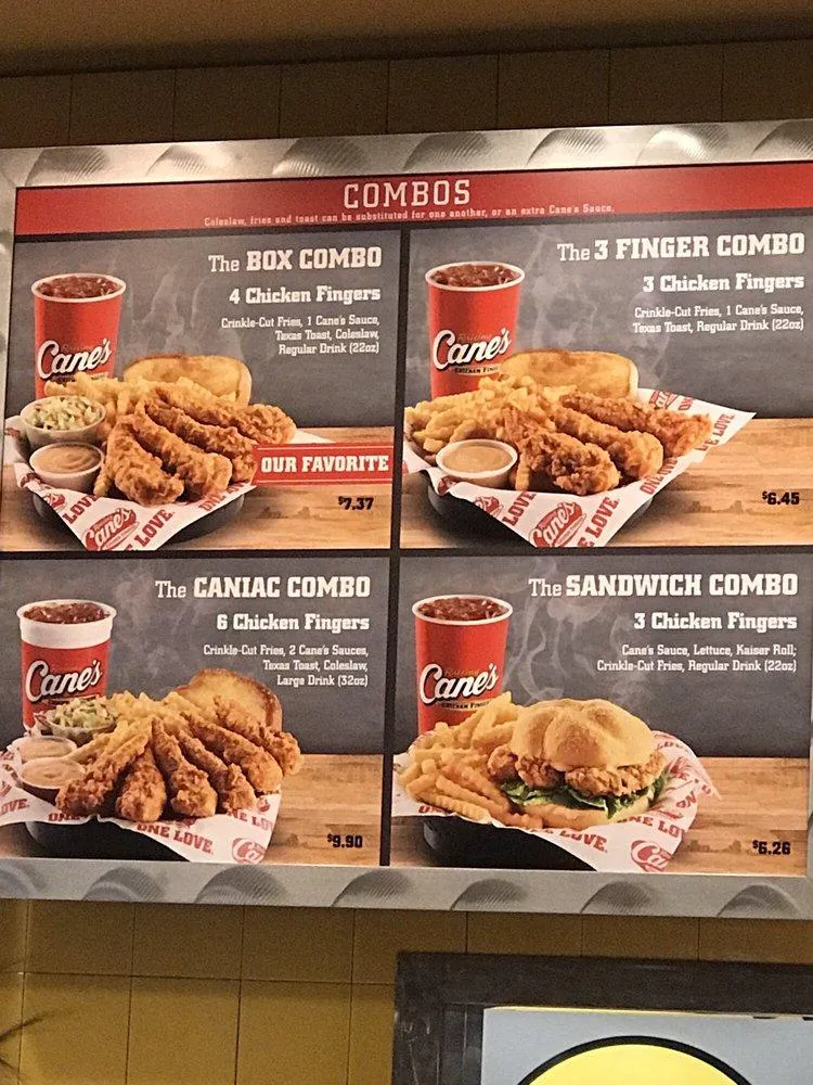 Raising cane's menu takeout