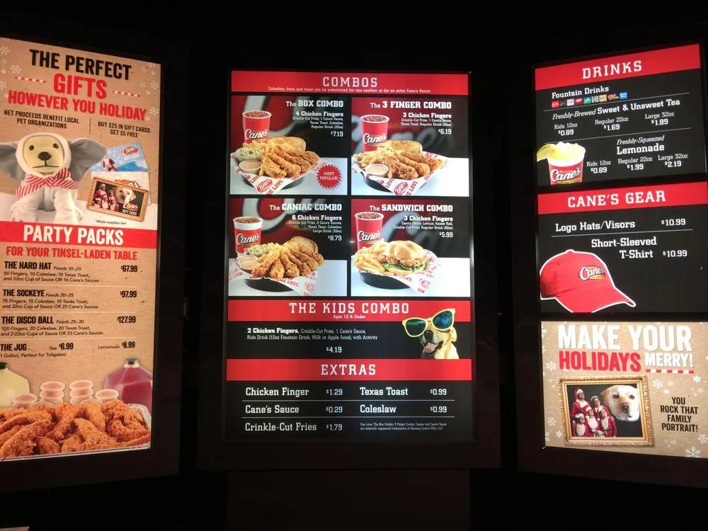 Raising cane's menu with prices 2024