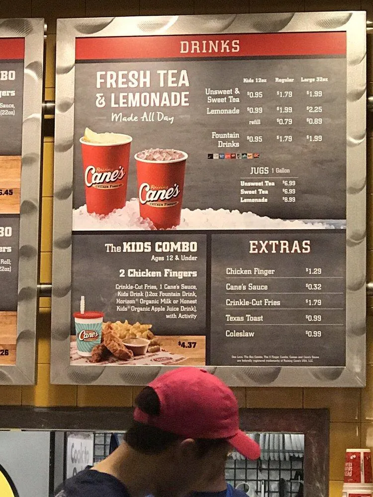 Raising cane's prices and pictures